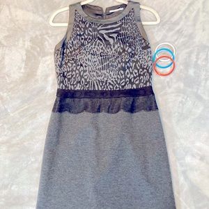 Tahari Lace Leopard Dress, Gray S4